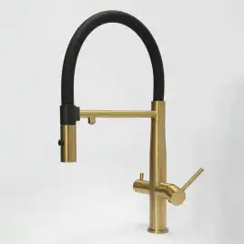 Смеситель для кухни с гибким изливом AVS PureRiver брашированное золото, 811-170-BG