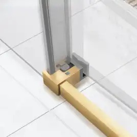 Душевой уголок Vincea Slim Soft 140х80 VSR-1SS8014CLG, дверь раздвижная, профиль брашированное золото, стекло прозрачное