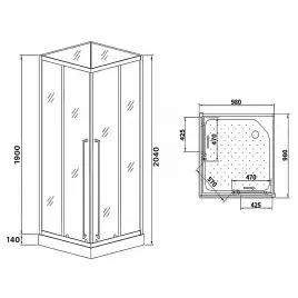 Душевая кабина Loranto 100х100, низкий поддон, Прозрачное стекло, CS-3008TM/W-100R