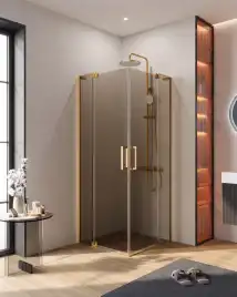 Душевой уголок CEZARES SLIDER-A-2-70/80-BR-BORO стекло Tонированная бронза, профиль Брашированное золото