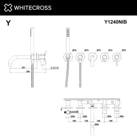 Смеситель для ванны Whitecross Y brushed nickel скрытого монтажа Никель брашированный, Y1240NIB
