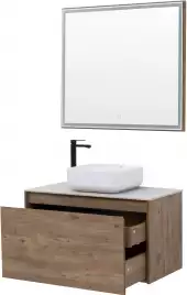 Зеркало Aquanet Nova Lite 90х80 249516 с подстветкой, сенсорный выключатель, Дерево темное