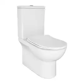 Унитаз-компакт Azario Ambra AZ-848 напольный, безободковый, в комплекте с бачком и сиденьем микролифт, Белый глянцевый