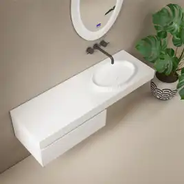 Раковина накладная ABBER STEIN 50х32х6 AS2603, овальная, белая матовая