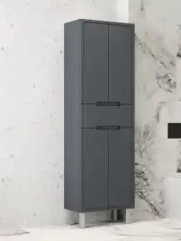 Шкаф-пенал для ванной FAURAplus Izabel 60, напольный, универсальный, Графит матовый