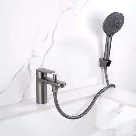 Смеситель на борт ванны Aquatek Ника AQ1844BGM, Оружейная сталь