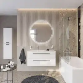 Тумба под раковину Cezares ECO-CER-N 100 см, ECO-CER-N-1000-2C-SO-BL-L (без ручек), Bianco Lucido