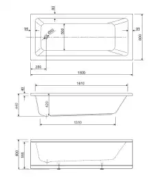 Акриловая ванна CEZARES PLANE SOLO MINI-180-80-42-W37, Белая