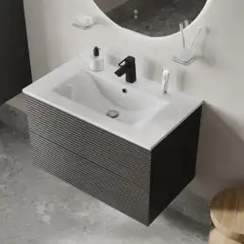 Тумба с раковиной IDDIS Bild 80, подвесная, Темно-серый, BIL80G0i95K