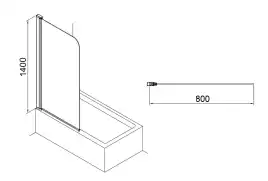 Шторка для ванны Azario 80 AZ-NF6310 800, профиль хром, стекло Прозрачное