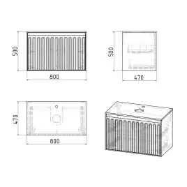 Тумба под раковину Grossman Кристалл 80 подвесная, бежевый матовый (108044)