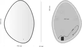 Зеркало Aquanet Контур 700х1000 LED TX ассиметричное, с подогревом, черный, 367659