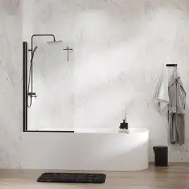 Шторка для ванны WasserKRAFT Berkel 48P 90 см, 48P01-80B, профиль Черный, стекло Прозрачное