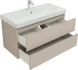 Тумба под раковину Aquanet Вега 2.0 100 бежевый, подвесная, 337939