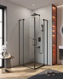 Душевой уголок CEZARES SLIDER-AH-2-90/100-100/110-C-NERO стекло Прозрачное, профиль Черный