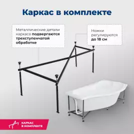 Акриловая ванна Aquanet Palma 170х100 правая (205537), на каркасе, белая