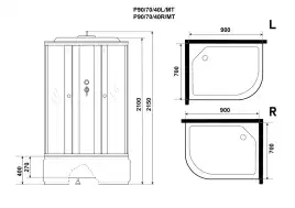Душевая кабина Niagara Promo 90х70 P90/70/40L/MT, Высокий поддон, с крышей
