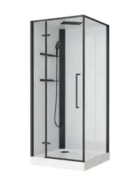Душевая кабина BelBagno UNO-CAB-A-1-90-C-NERO-Bi-TOP-L , левая, профиль черный матовый