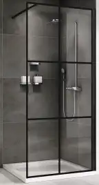 Душевая перегородка Abber Immer Offen 120 см, AG62120B8, профиль Черный, стекло Прозрачное