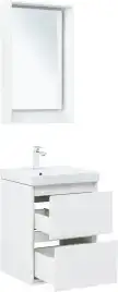 Тумба под раковину Aquanet Милан 50 белый глянец, подвесная, 336366