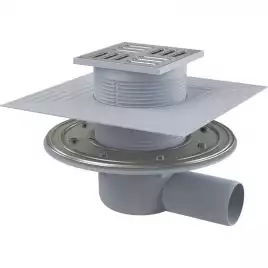 Душевой трап AlcaPlast 105х105/50, подводка – боковая, решетка – нержавеющая сталь APV1324