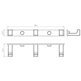 Планка AVS Rook, черный матовый, 3 крючка