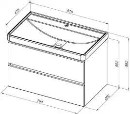 Тумба под раковину Aquanet Вега 2.0 80 черный, подвесная, 337955
