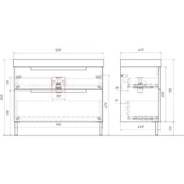 Тумба с раковиной напольная Aqwella Vancouver 100 VAN01102N, с двумя ящиками, цвет белый