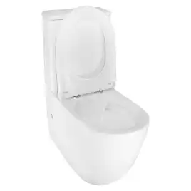 Унитаз-компакт Azario RIANO AZ-1307A напольный, безободковый, со смывом Торнадо, в комплекте с бачком и сиденьем микролифт, Белый глянцевый