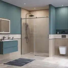Душевая дверь BelBagno SOFT_CLOSE-2-BF-1-160-C-GM стекло прозрачное, профиль Оружейная сталь