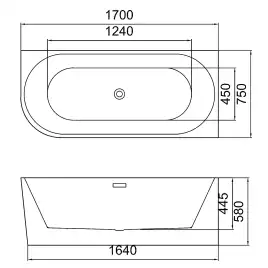 Акриловая ванна Azario LAGO BLANCO 170х75 AZ-6724-1CR 17075, асимметричная, правая