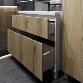 Тумба с раковиной FAURAplus Аврора 80-2, напольная (Раковина Classica 80) Фасад Дуб Элвезия