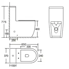 Унитаз моноблок Azario Velluto AZ-6281 напольный, безободковый, со смывом Торнадо, с сиденьем микролифт, Белый глянцевый