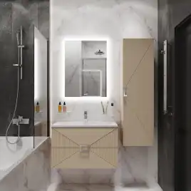 Тумба под раковину Grossman Луксор 80 подвесная, бежевый матовый (108052)