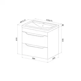 Тумба с раковиной IDDIS Ray 60, подвесная, Белая, RAY60W0i95K