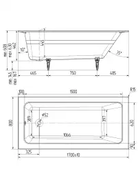 Чугунная ванна Wotte Line 1700x800 Белая