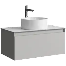 Тумба с раковиной подвесная Aqwella Geometria 80 GE01081ST+STG814X476MW, со столешницей мрамор белый, цвет серый туман