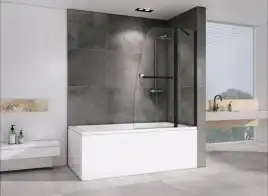 Шторка для ванны Abber Ewiges Wasser 100 см, AG50100B, профиль Черный, стекло Прозрачное