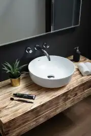 Раковина накладная Aquanet MOON-1 41,5х41,5х13,5 круглая, Белая глянцевая