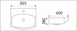 Умывальник CeramaLux 78014C 505х400х160 Подвесная цвет Белый