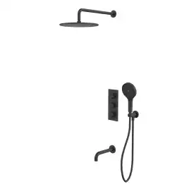 Душевая система для ванны WHITECROSS Y black YSET11TOPBL, термостатическая, скрытого монтажа, Черный матовый