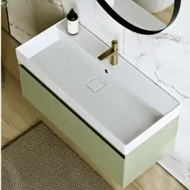 Тумба с раковиной подвесная Aqwella Geometria 80 GE01081SH, с одним ящиком, цвет зеленый шалфей