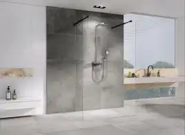 Душевая перегородка Abber Immer Offen 120 см, AG68120B8, профиль Черный, стекло Прозрачное