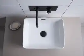 Раковина накладная Aquanet PERFECT-1 40,5х31,5х14 прямоугольная, Белая глянцевая