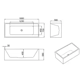 Акриловая ванна Azario KATRINA 180х75 AZ-6601C-18075, Отдельностоящая