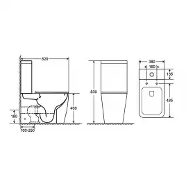 Унитаз напольный Azario LEVANTO AZ-1228A безободковый, с бачком и сидением микролифт, Белый глянцевый