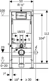 Инсталляция для унитаза Geberit Duofix 458.118.21.2, с кнопкой смыва Delta 20, хром