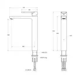 Смеситель для накладной раковины Cezares STYLUS-LC-01-W0, Хром