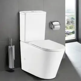 Унитаз напольный Azario Vetro AZ-2149 безободковый, с бачком и сидением микролифт, Белый глянцевый