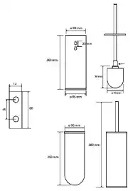 Ершик для унитаза подвесной/напольный щётка черная 9,5 см BEMETA AMBER 155313067